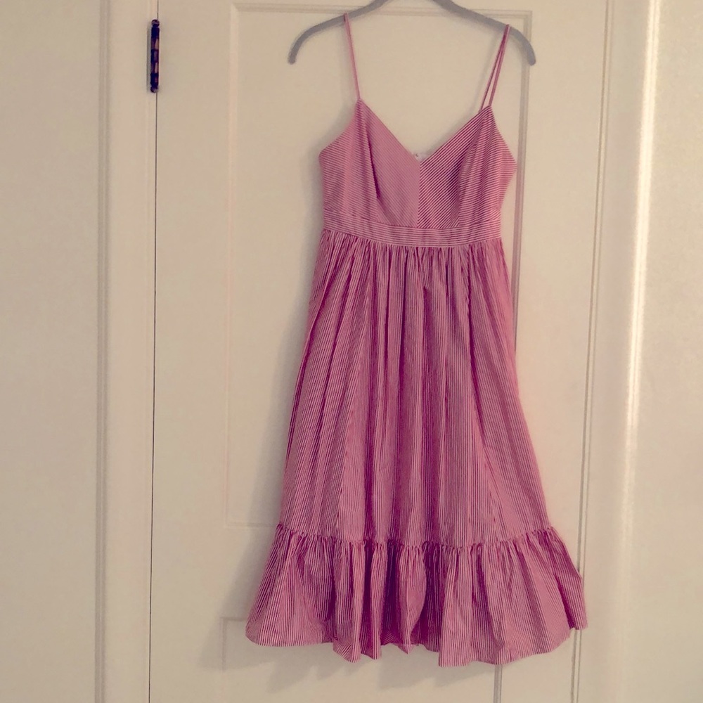 J. Crew stripped midi dress with ruffle